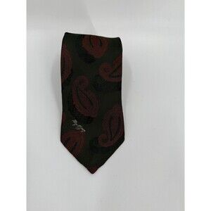 Allyn St. George Paisley Green Red Tie USA Made 3.5 Inches Wide Easy Wear